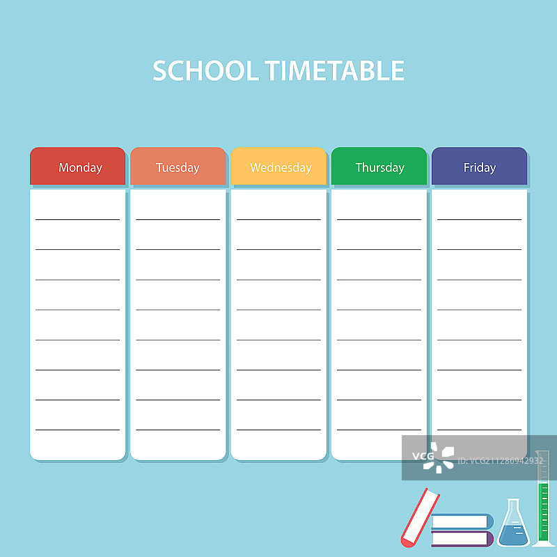 彩色学校课程表卡片图片素材