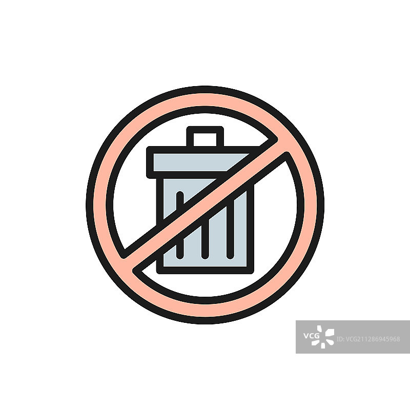 禁止带有垃圾桶的标志，禁止垃圾图片素材