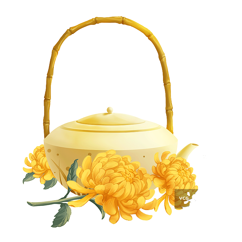 茶壶菊花元素图片素材