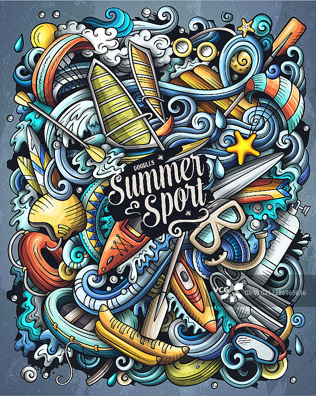 手绘水上运动涂鸦图片素材