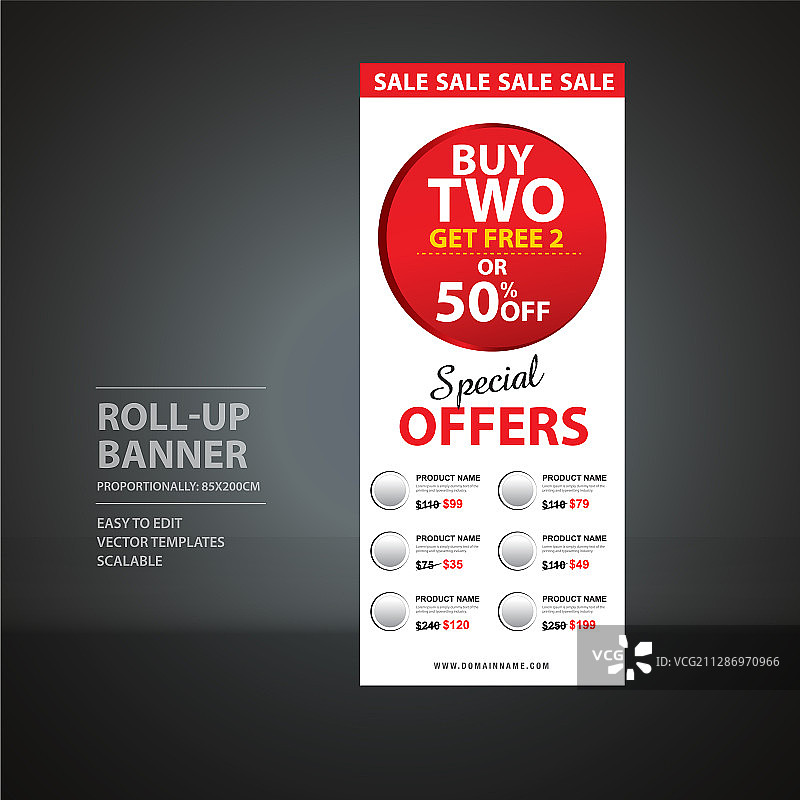 卷起横幅垂直设计模板横幅图片素材