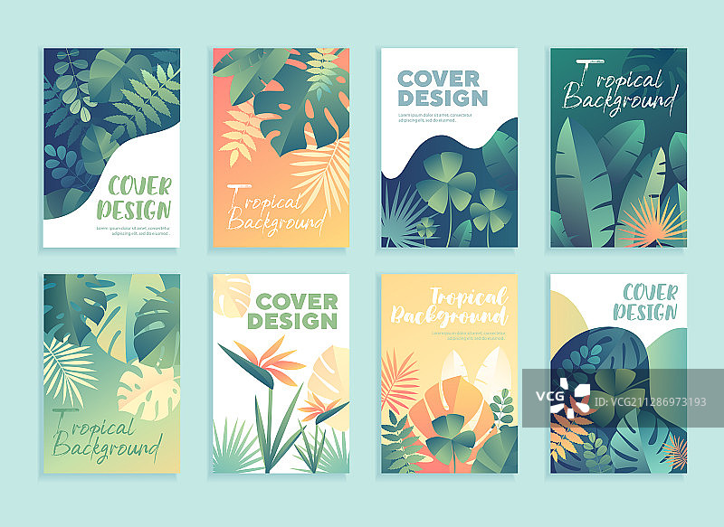 8款不同热带风情杂志封面模板图片素材