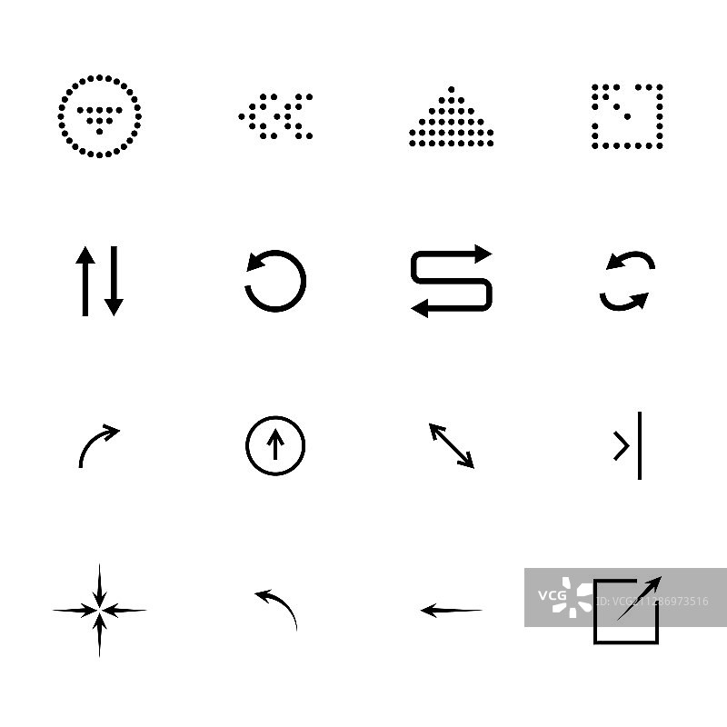 用于导航的黑色箭头图标集图片素材
