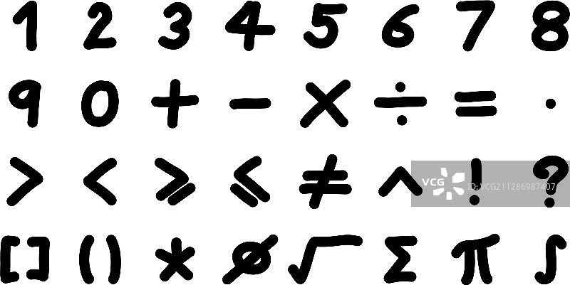 黑色手写数字和数学符号图片素材