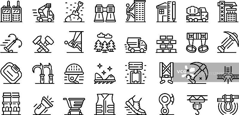 工业攀登者图标集轮廓样式图片素材