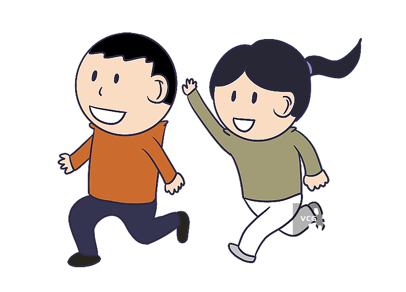 元素：奔跑的男孩女孩图片素材