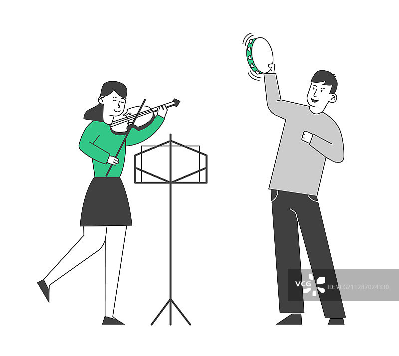 创意音乐二重奏：男孩演奏手鼓图片素材