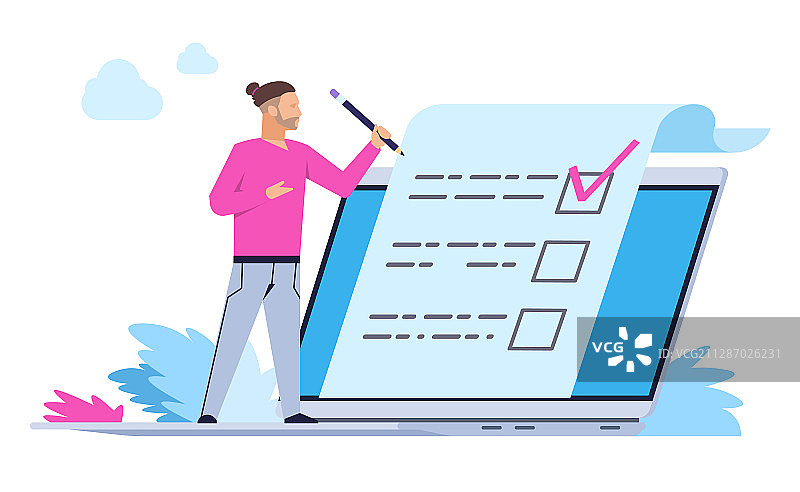 男人填写在线表格卡通人物图片素材