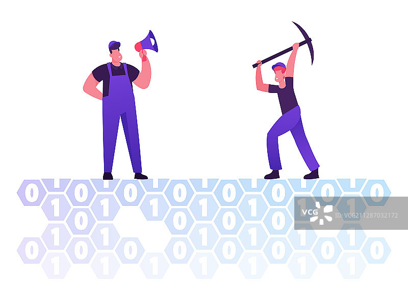 管理人员用扩音器指挥工人图片素材