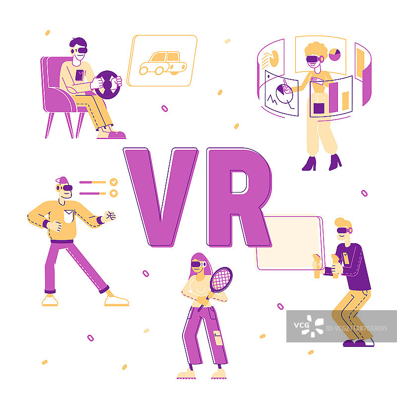 人们使用虚拟现实技术概念图片素材
