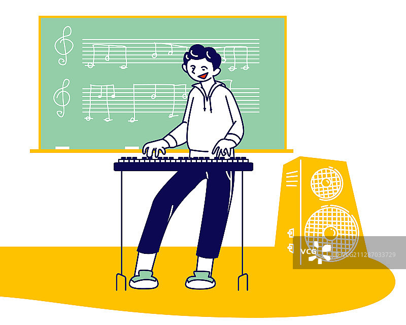 才华横溢的小艺术家表演流行乐曲图片素材