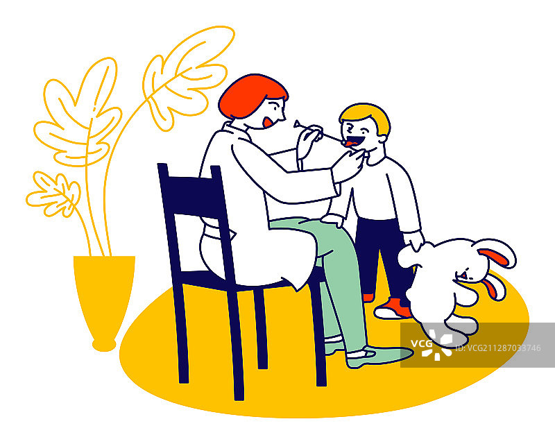 语言矫正医生与小男孩图片素材