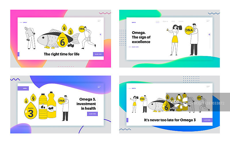 Omega 3 6 9营养素网站着陆页图片素材