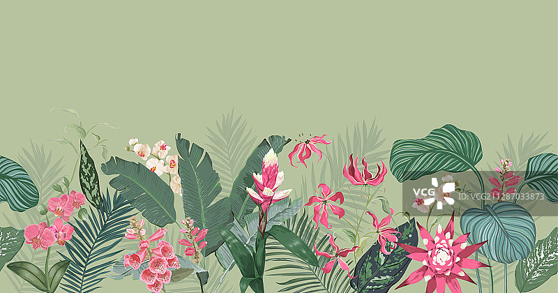 异域花卉热带印花无缝图案图片素材