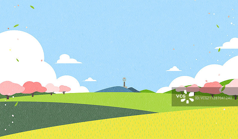 美丽的春季风景背景插画003图片素材