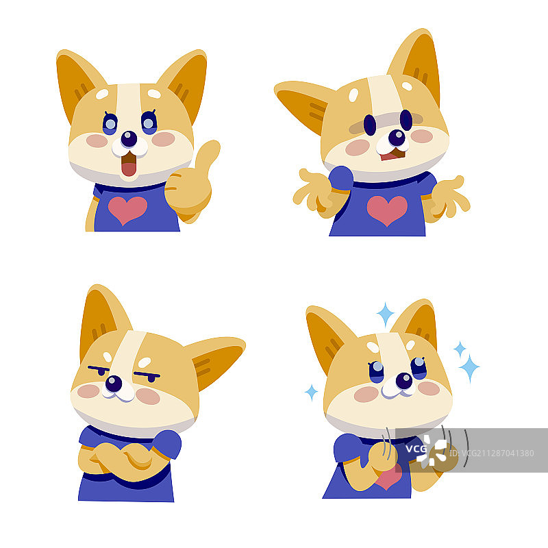 展示各种情绪和动作的可爱小狗插画 010图片素材