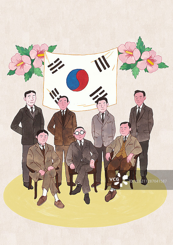 韩国伟人与历史事件手绘图 002图片素材