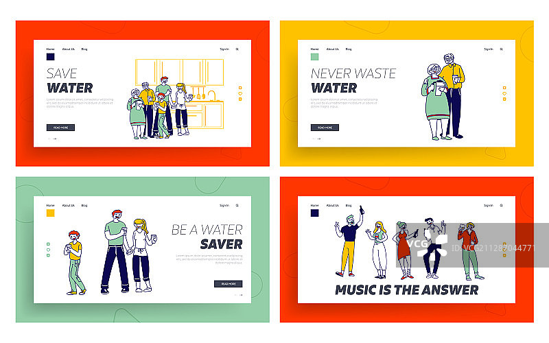 健康家庭饮用新鲜水的朋友们图片素材