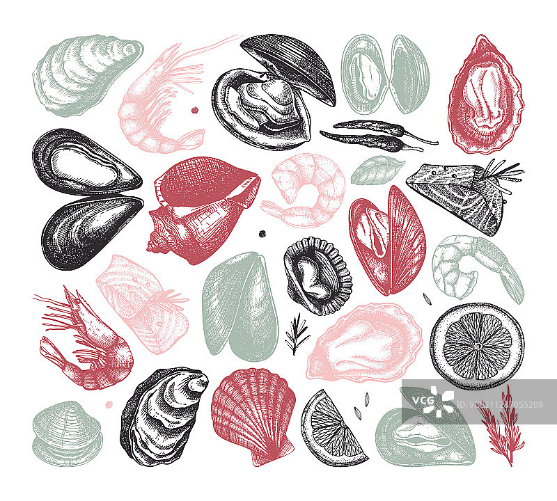 手绘海鲜图片素材