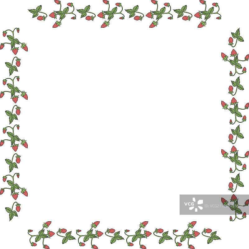 野生草莓方形边框图片素材