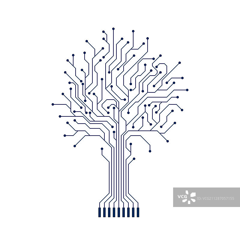 抽象电路树剪影电脑图片素材