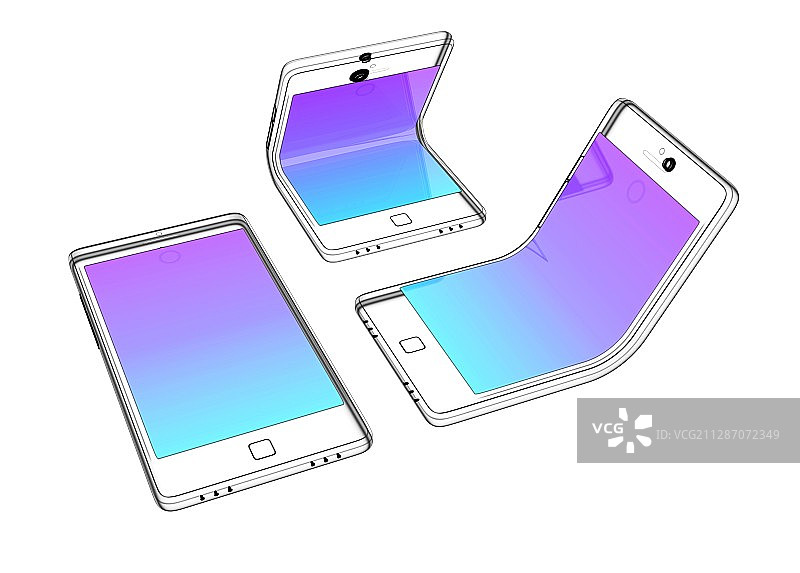 可折叠智能手机概念插图图片素材