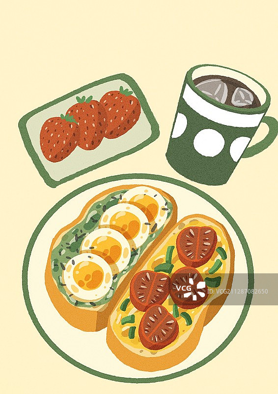 早餐开放式三明治图片素材