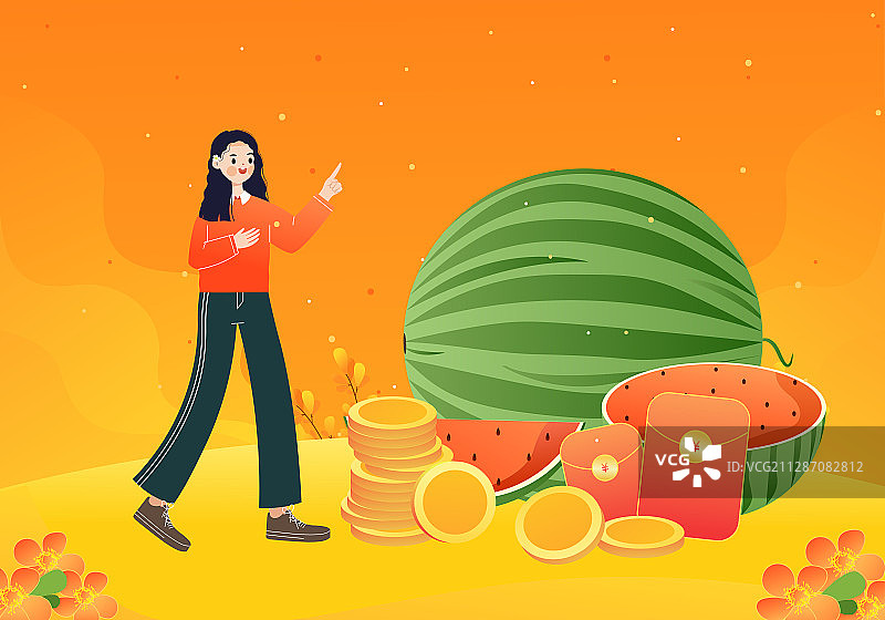 夏天清爽西瓜矢量插画图片素材