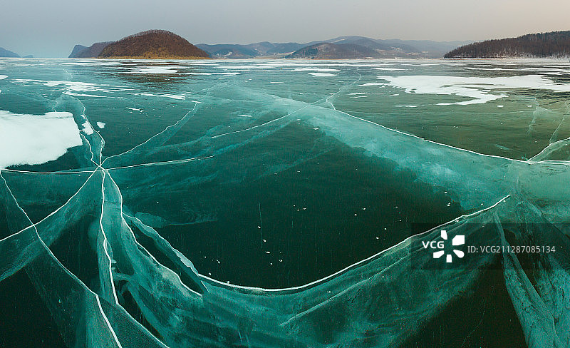 黑龙江省牡丹江市林口县莲花湖雪景图片素材