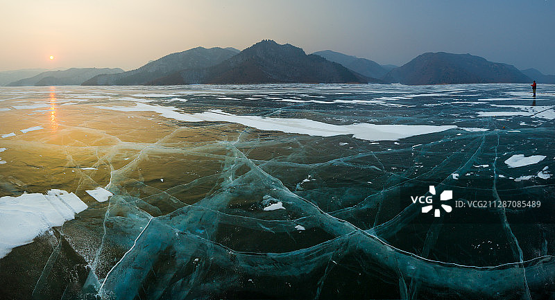 黑龙江省牡丹江市林口县莲花湖雪景图片素材