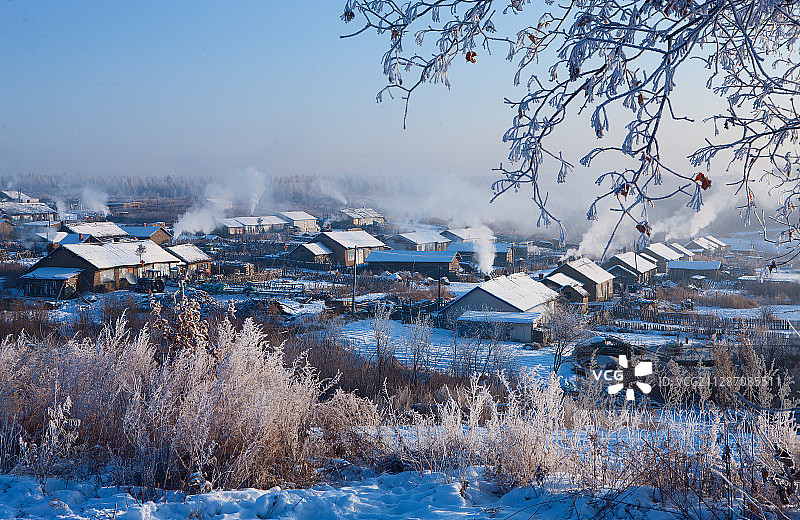黑龙江省逊克县大平台雾凇图片素材