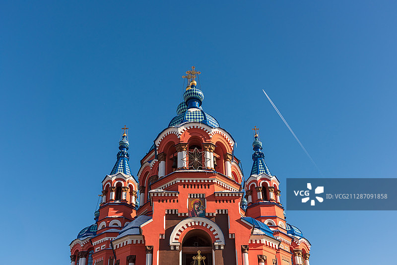 俄罗斯伊尔库茨克热门景点喀山大教堂。图片素材