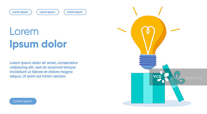 明亮的创意扁平风格着陆页模板图片素材