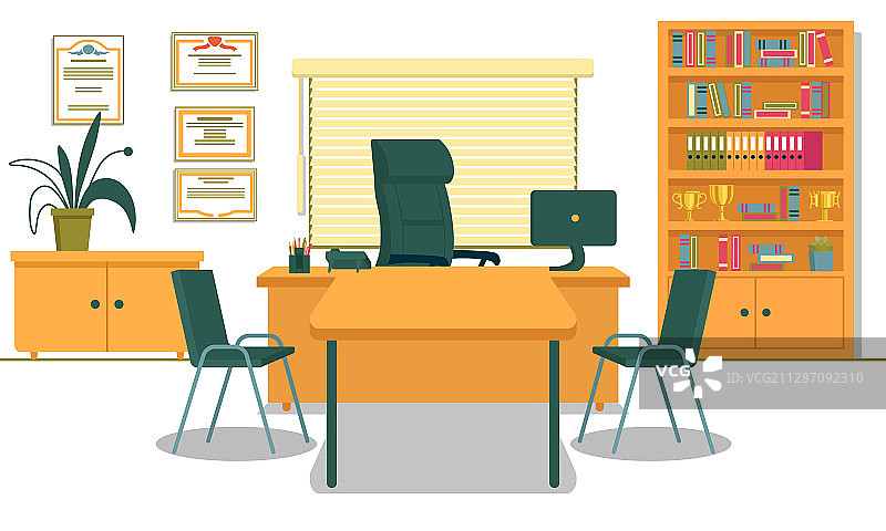 配备必要家具的学校校长办公室图片素材