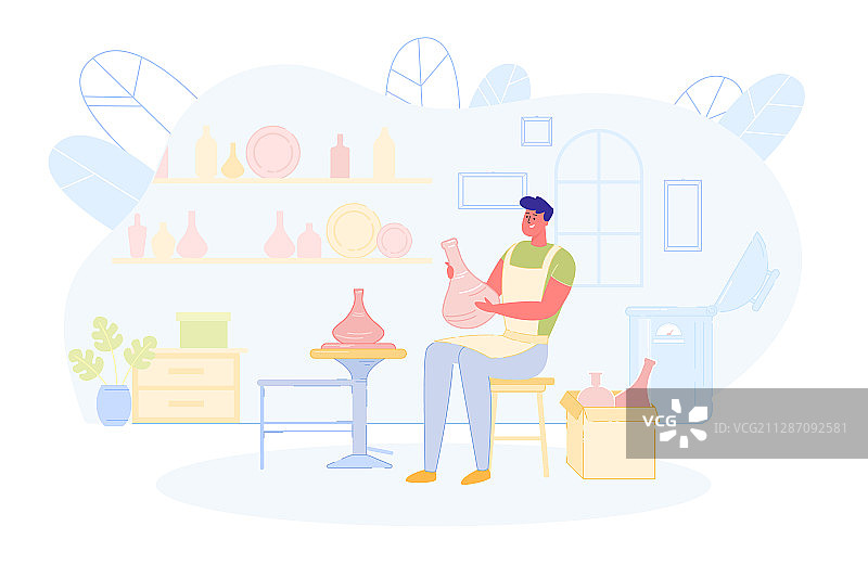 陶艺大师制作陶器或陶瓷器皿图片素材