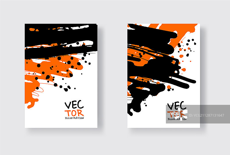 黑色和橙色抽象墨水画设计图片素材