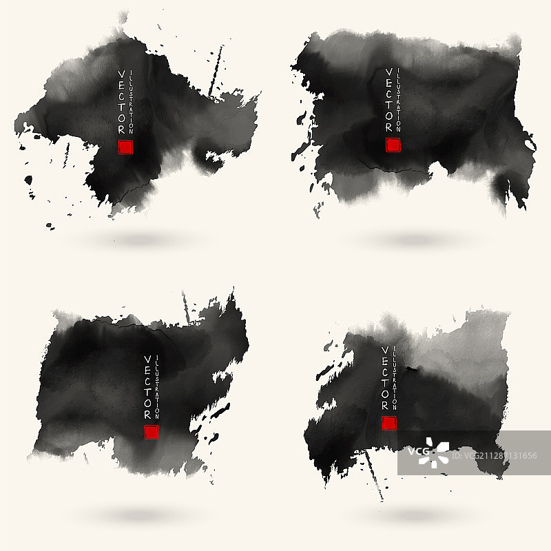 黑色灰色水彩笔触套装图片素材