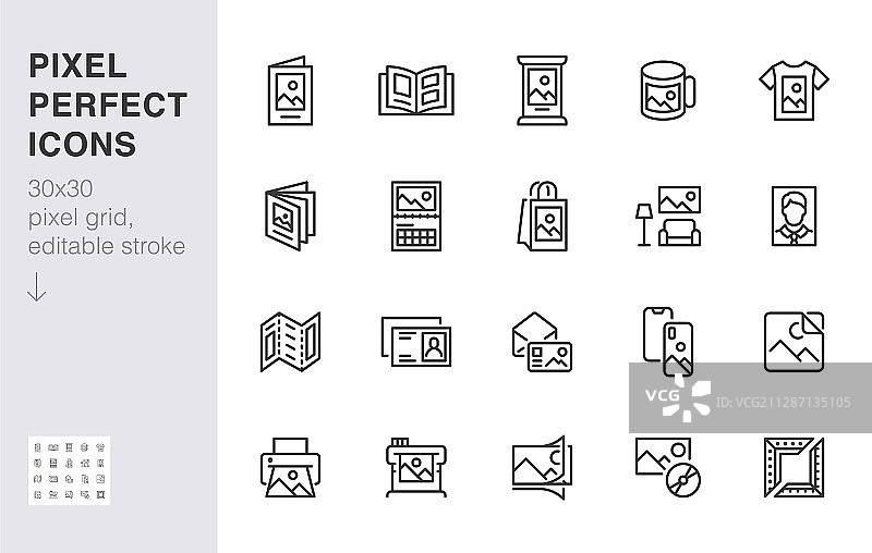 印刷线条图标集品牌标识图片素材