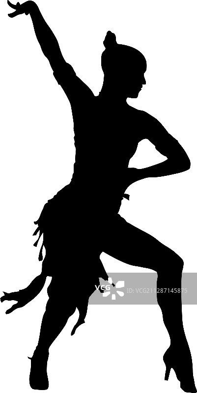 拉丁舞者剪影开始前摆姿势图片素材
