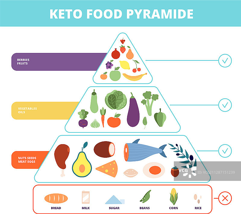低碳水化合物生酮饮食营养金字塔图片素材