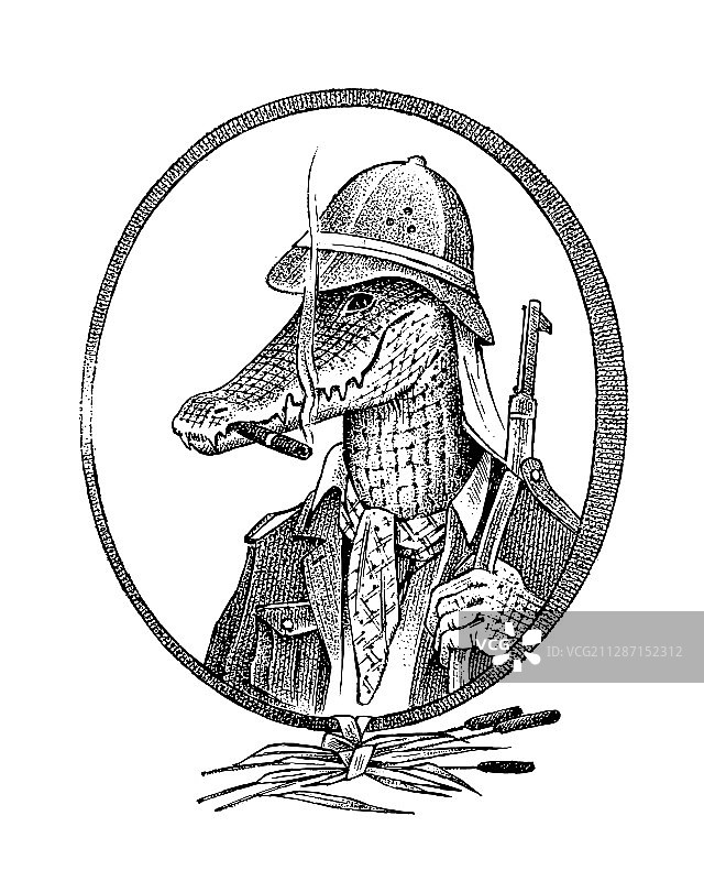 鳄鱼猎人角色或野生动物园鳄鱼图片素材