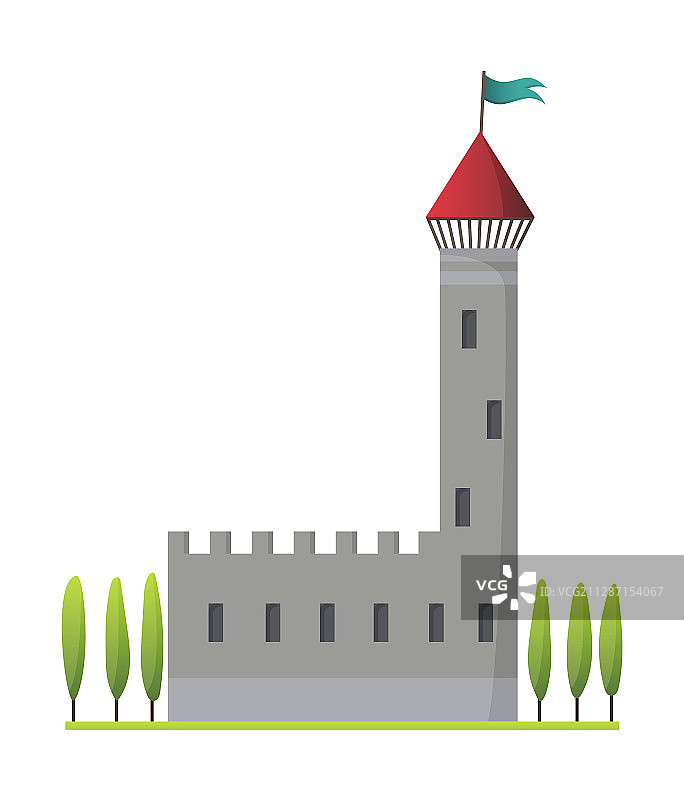 扁平风格童话城堡中世纪宫殿图片素材