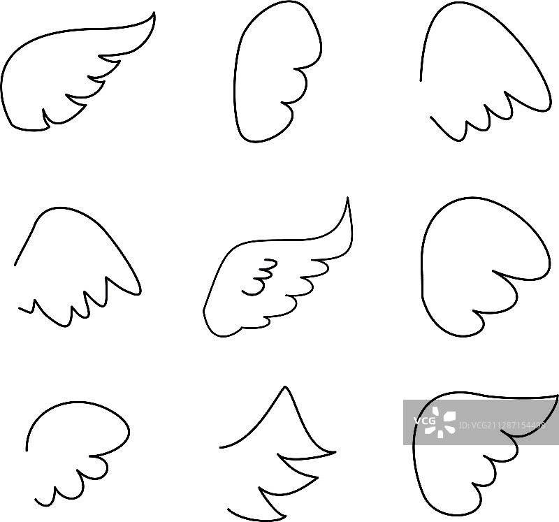 带天使或鸟翼图标的翅膀合集图片素材