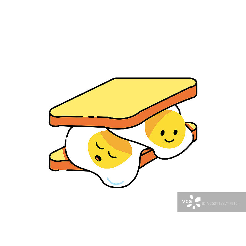 线条风面包片加鸡蛋图片素材