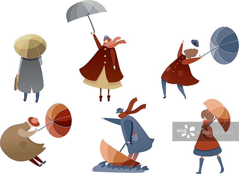 人们在刮风下雨的天气里行走图片素材