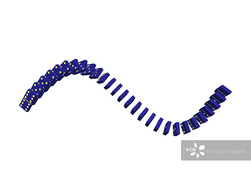 白色背景上掉落的多米诺骨牌3D模型图片素材