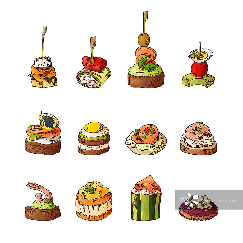 手指食物元素拼盘图片素材