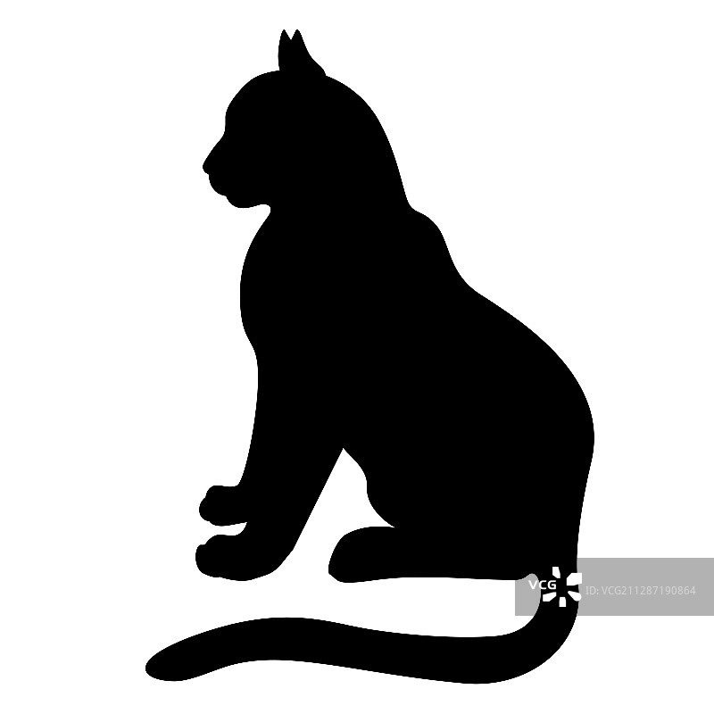 坐着的黑猫剪影图片素材