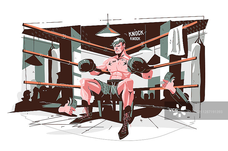 拳击手在最后一轮前准备图片素材