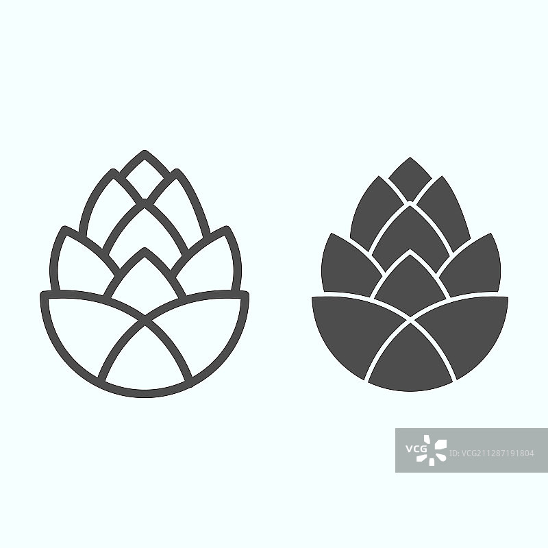 松果啤酒厂植物线条和实体图标图片素材